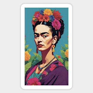 Frida's Vivid Vision: Colorful Portrait Magnet